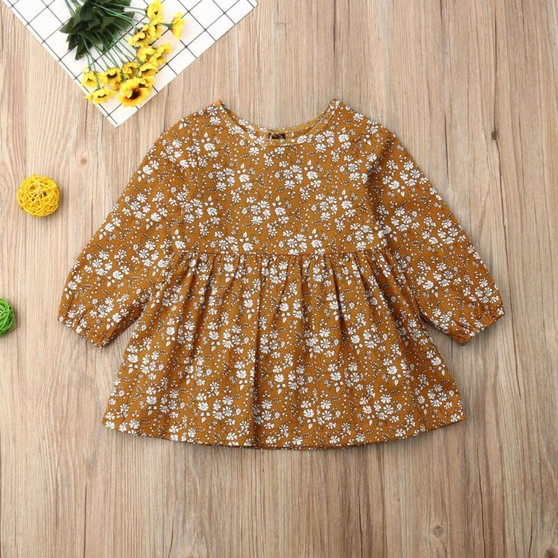 Robe à Manches Longues en Coton pour Fille