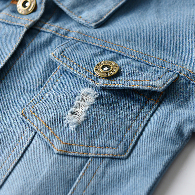 Veste en Jean Effet Usé pour Enfants