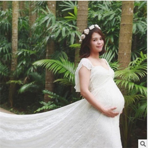 Robe de Mariée Asymétrique en Dentelle pour Femme Enceinte