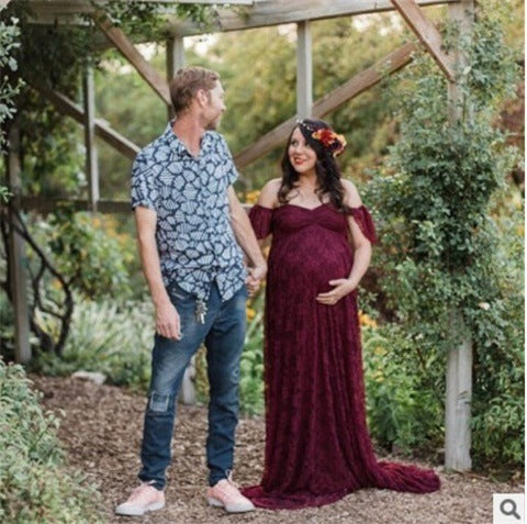 Robe de Mariée Asymétrique en Dentelle pour Femme Enceinte