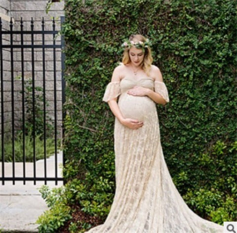 Robe de Mariée Asymétrique en Dentelle pour Femme Enceinte