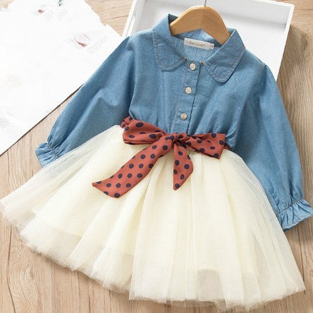 Robe Petite Fille - Haut en Jean & Jupe en Tulle