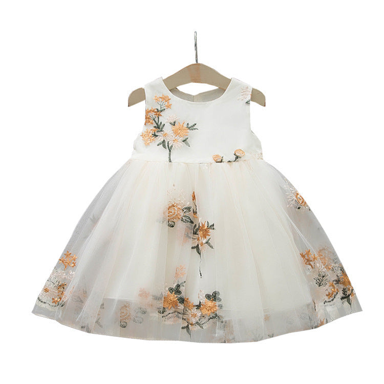 Robe Fille en Coton Brodé Sans Manches