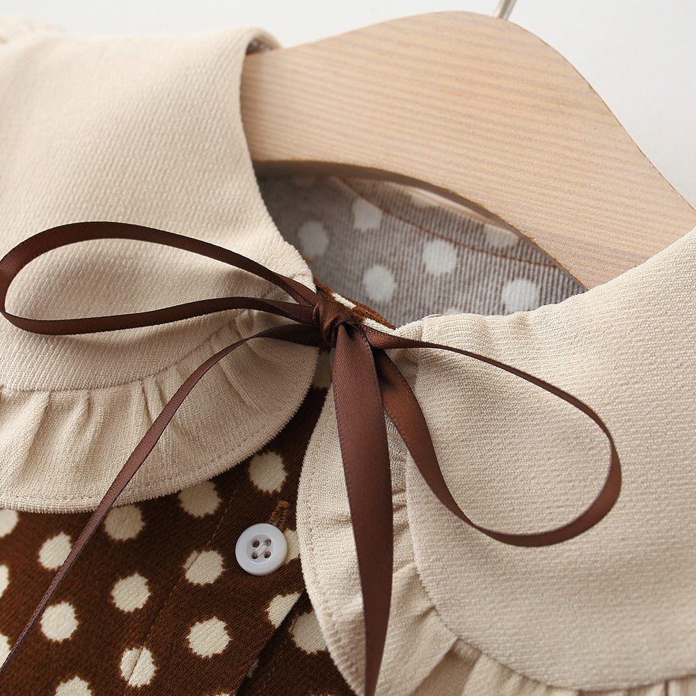 Robe à Pois pour Bébé Fille avec Col Claudine