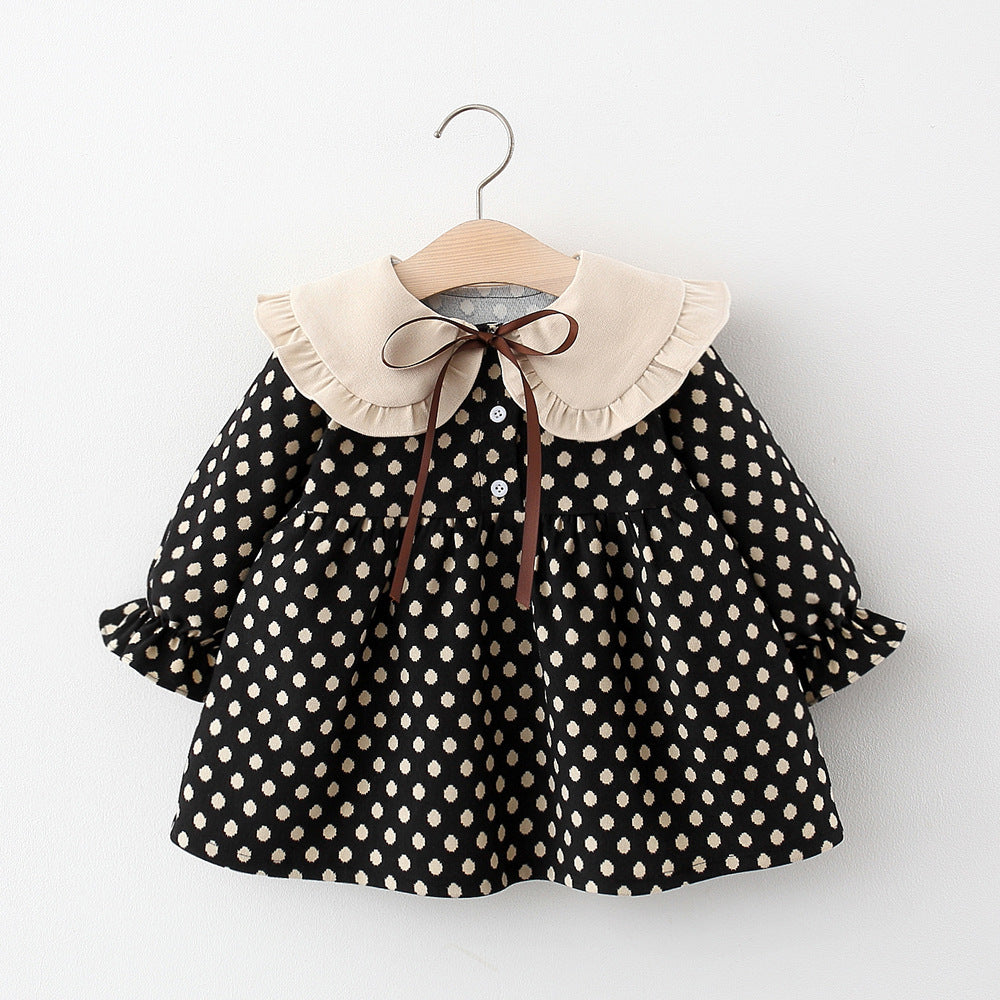 Robe à Pois pour Bébé Fille avec Col Claudine