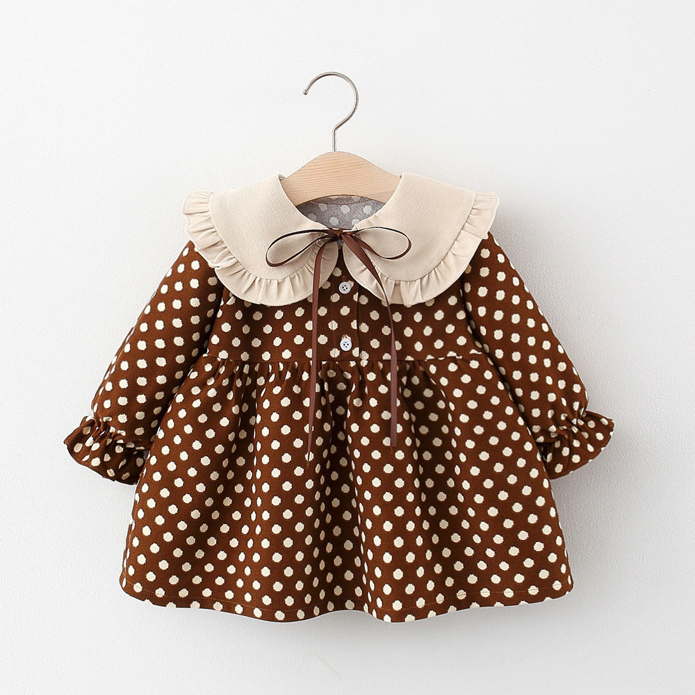 Robe à Pois pour Bébé Fille avec Col Claudine