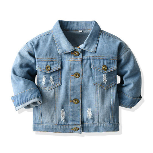 Veste en Jean Effet Usé pour Enfants